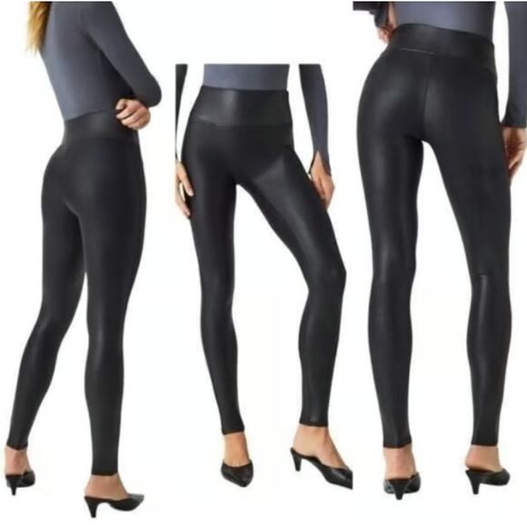 SPANX Faux Leather Leather-Like Vegan Leather Leggings, Small - Picture 1 of 8